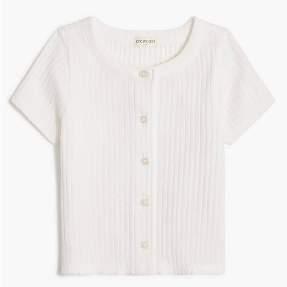 NWT J. Crew Crewcuts Girls' Ribbed Button-front Tee White - Picture 1 of 5